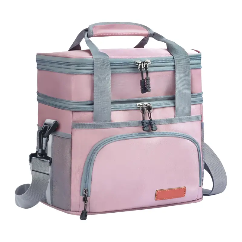 16L Insulated Dual-Compartment Lunch Bag with Padded Adjustable Shoulder Strap
