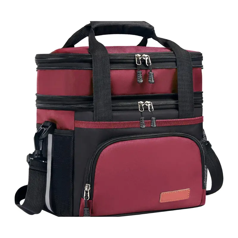 16L Insulated Dual-Compartment Lunch Bag with Padded Adjustable Shoulder Strap