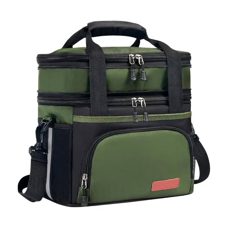 16L Insulated Dual-Compartment Lunch Bag with Padded Adjustable Shoulder Strap