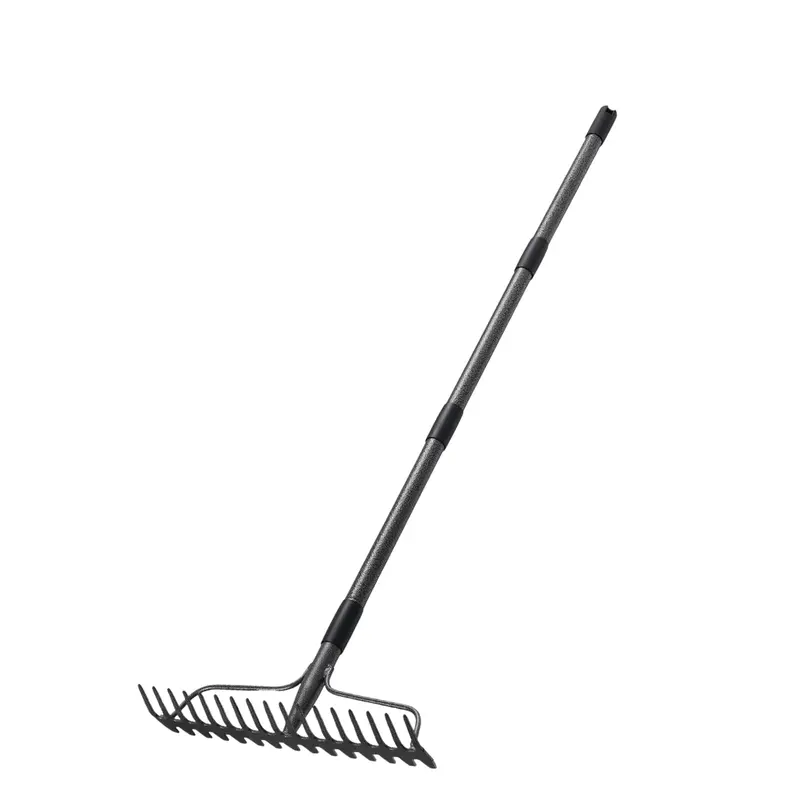 17-Tine Stainless Steel Garden Rake with Ergonomic Metal Handle for Reduced Strain