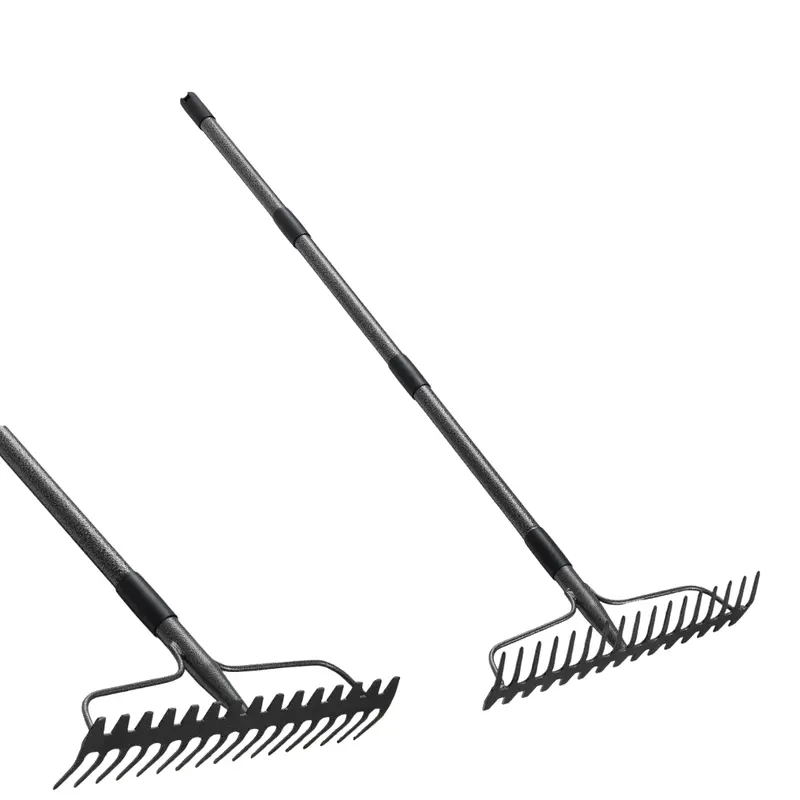17-Tine Stainless Steel Garden Rake with Ergonomic Metal Handle for Reduced Strain 2