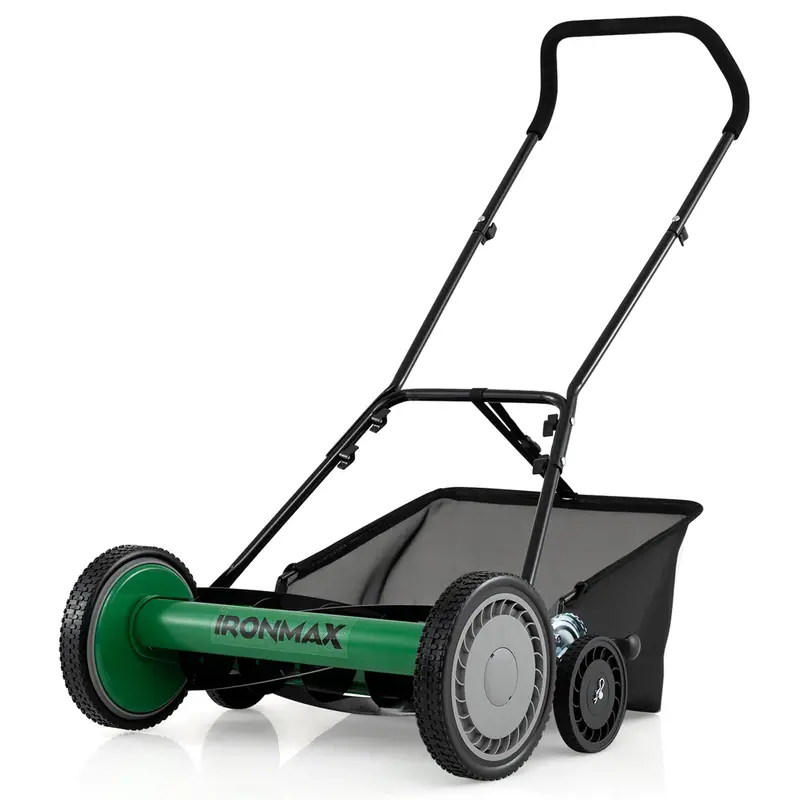 18-Inch Push Reel Lawn Mower with 5-Blade Manganese Steel Cutting Assembly