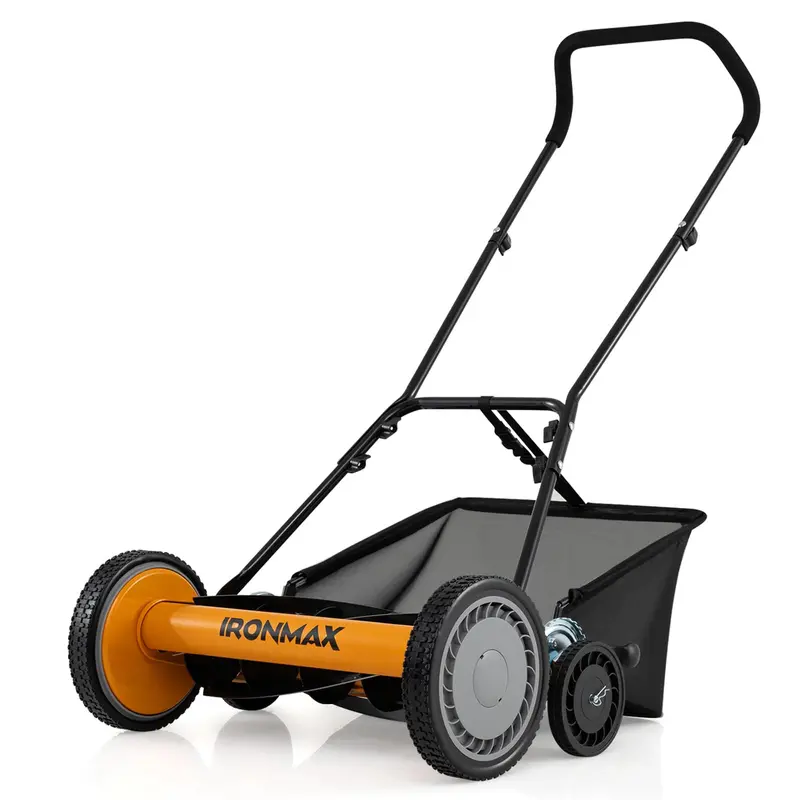 18-Inch Push Reel Lawn Mower with 5-Blade Manganese Steel Cutting Assembly