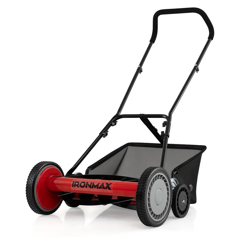 18-Inch Push Reel Lawn Mower with 5-Blade Manganese Steel Cutting Assembly