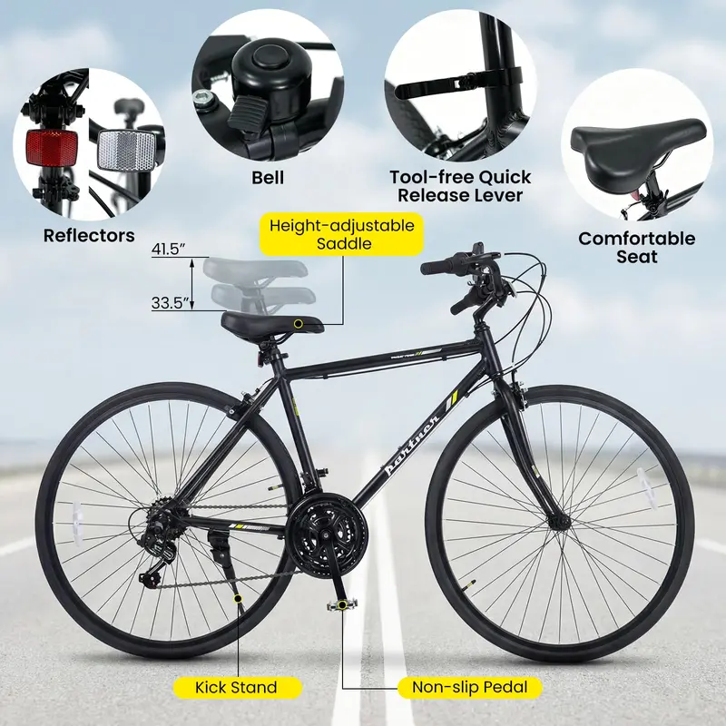 18-Speed Urban Hybrid Commuter Bike – 700C Wheels, Shimano Gears, City-Optimized
