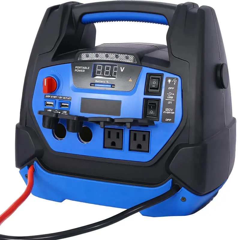 1800A Rechargeable Jump Starter – Dual-Function Device with Integrated Air Compressor for Cars and Trucks