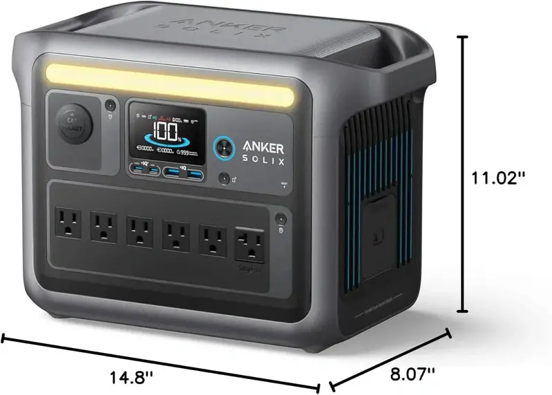 1800W Solar Generator with LiFePO4 Battery – 1056Wh Capacity, 2400W Surge, Fast 58-Minute Charging