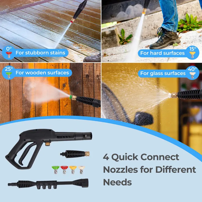 1900 PSI Compact Electric Power Washer – 1.8 GPM High-Pressure Cleaner with 4 Interchangeable Nozzle Tips