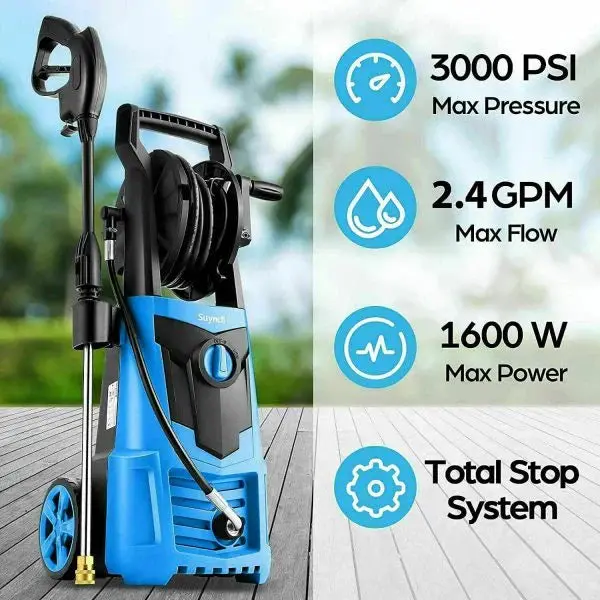 2.4 GPM Electric Pressure Washer – 3000 PSI High-Efficiency Cleaning System with Thermal Overload Protection 2