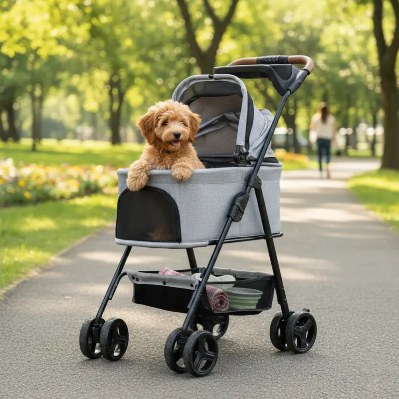 2-in-1 Folding Pet Stroller and Airline-Approved Carry-On Carrier