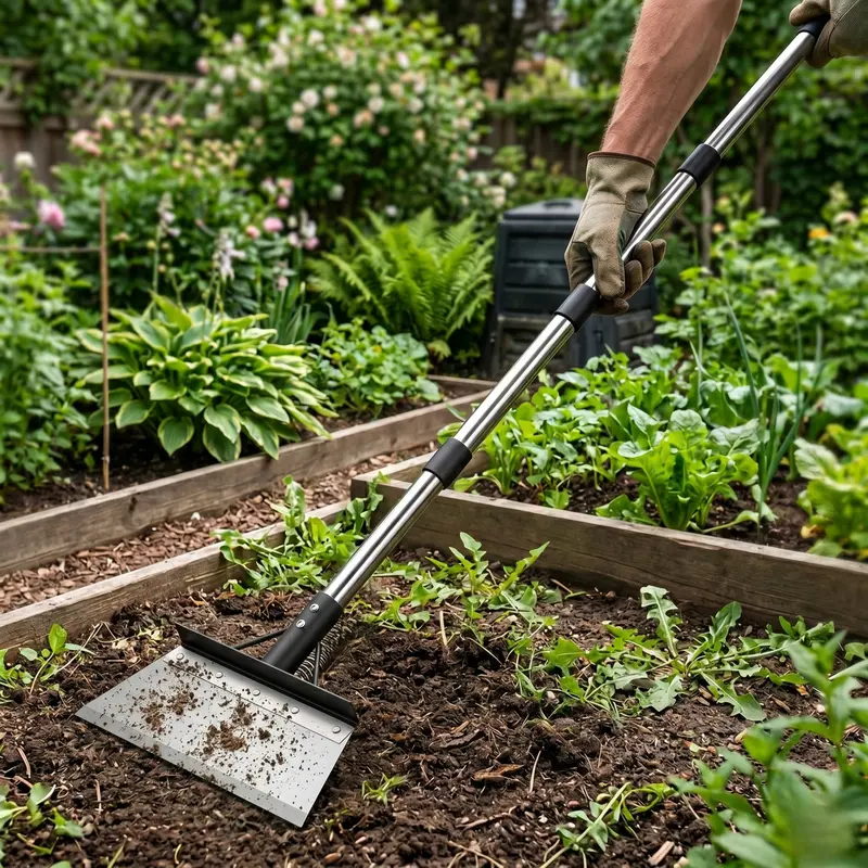 2-in-1 Shovel & Scraper Tool – Telescoping Steel Handle for Versatile Ground Work