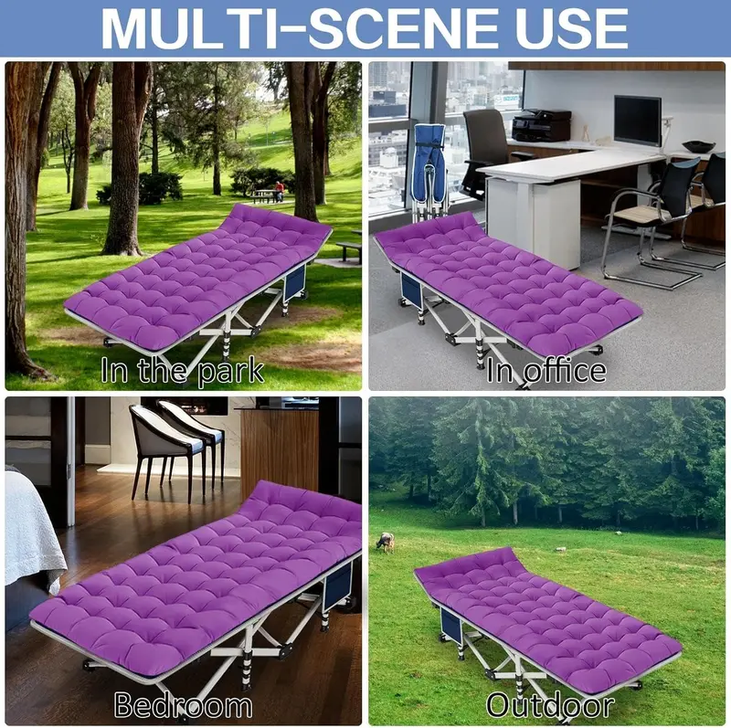 2-Pack Heavy-Duty Folding Camping Cots — Adult-Sized Cot Beds with Integrated Foam Mattresses