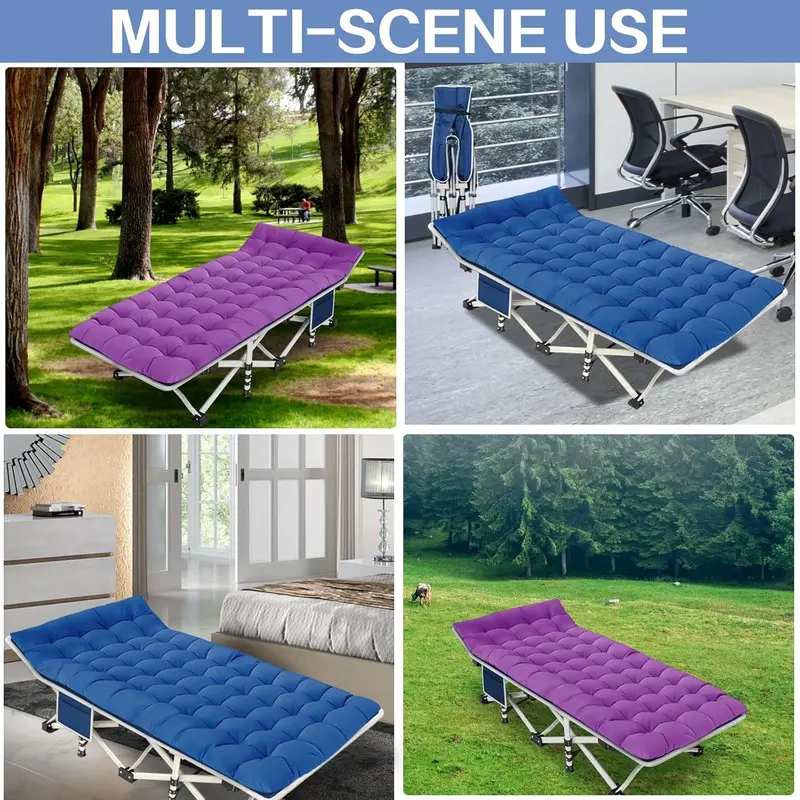 2-Pack Heavy-Duty Folding Camping Cots — Adult-Sized Cot Beds with Integrated Foam Mattresses