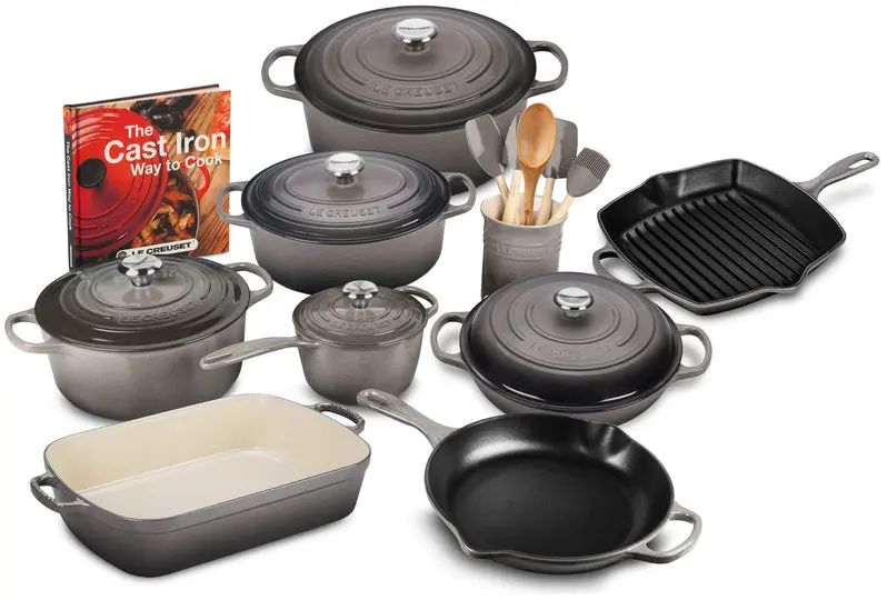 20-Piece Cast Iron Cookware Set – Includes 10.25-Inch Skillet and 1.75-Quart Covered Saucepan