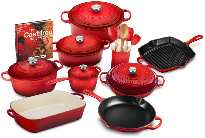 20-Piece Cast Iron Cookware Set – Includes 10.25-Inch Skillet and 1.75-Quart Covered Saucepan