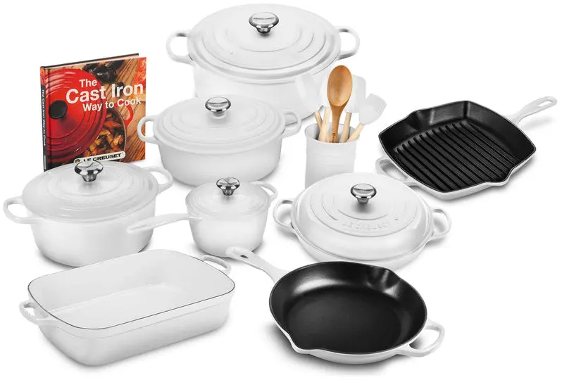20-Piece Cast Iron Cookware Set – Includes 10.25-Inch Skillet and 1.75-Quart Covered Saucepan