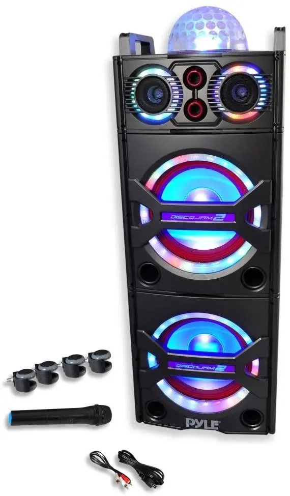 2000W Portable Bluetooth PA Speaker Tower – Outdoor Sound System with Mic, RGB Lights & Media Inputs
