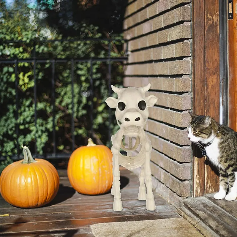 2023 Realistic Cow Skeleton Yard Prop – Farm-Style Halloween Art