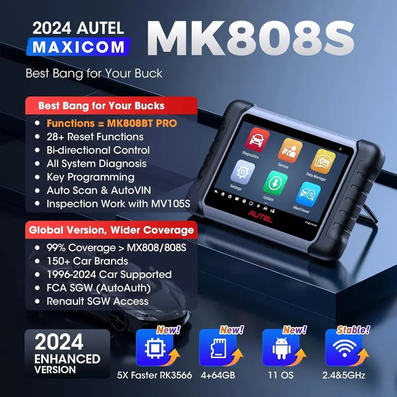 2024 MK808BT Pro / MX808S / M808Z Bidirectional Automotive Scanner — Full-System Diagnostics, ECU Coding & Real-Time Data