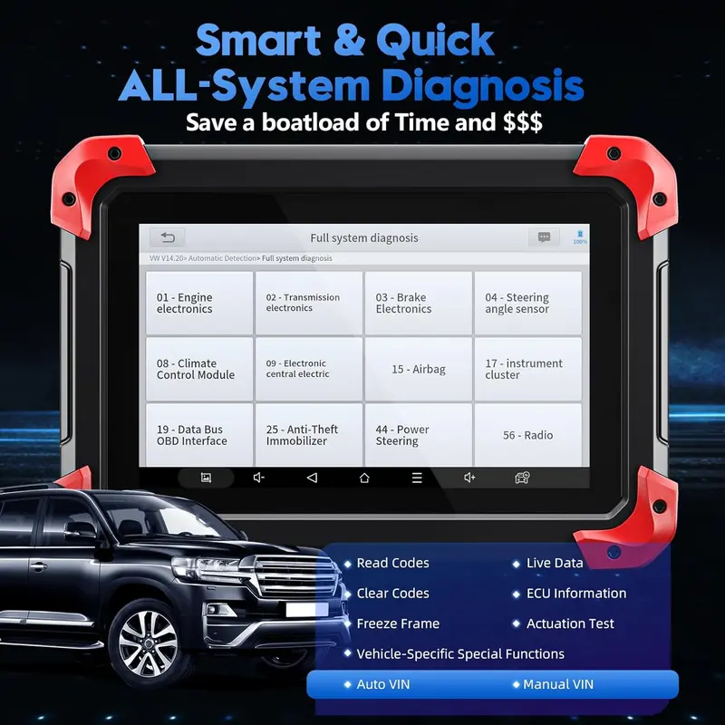 2024 Premium Bidirectional OBD2 Scanner – Supports ECU Coding, Active Diagnostics, and 36+ Reset Functions; Includes Android 10 Tablet & 3-Year Software Updates