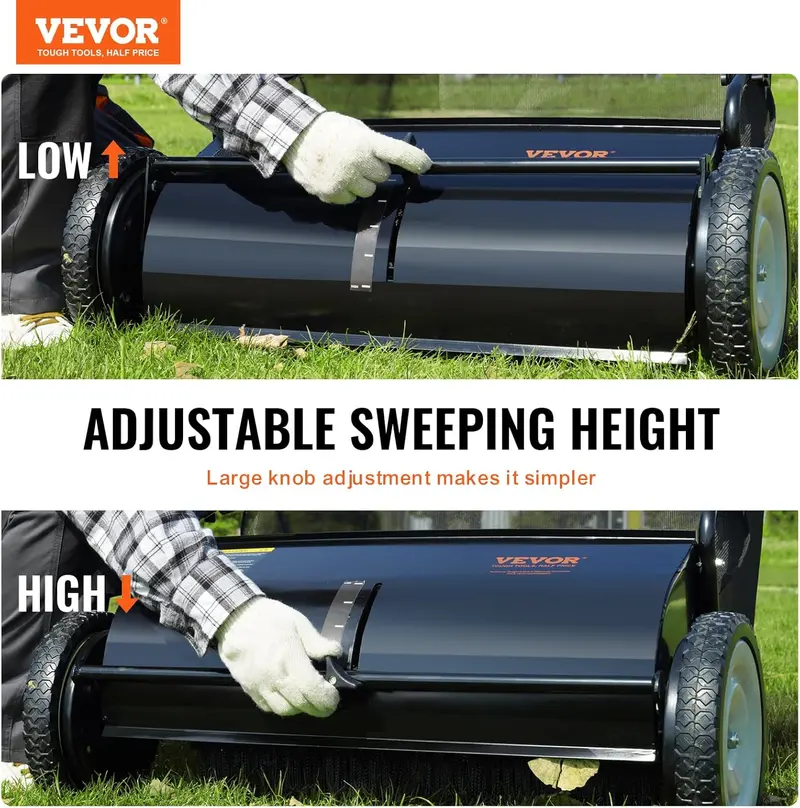 2025 Steel Push Lawn Sweeper — 26-Inch Heavy-Duty Debris Collector for Lawns