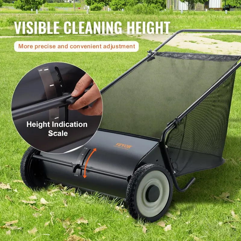2025 Steel Push Lawn Sweeper — 26-Inch Heavy-Duty Debris Collector for Lawns