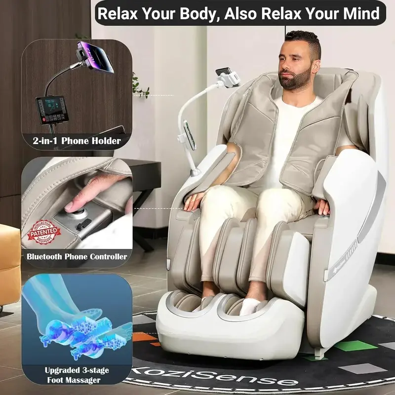 2025 Zero-Gravity Massage Chair with Full-Body SL-Track Shiatsu and Targeted Heat Therapy