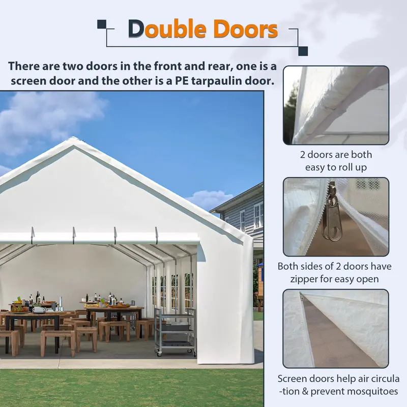 20x40 FT Commercial-Grade Event Tent – Waterproof Canopy with Zippered Entry, Detachable Sidewalls & 3 Carry Bags