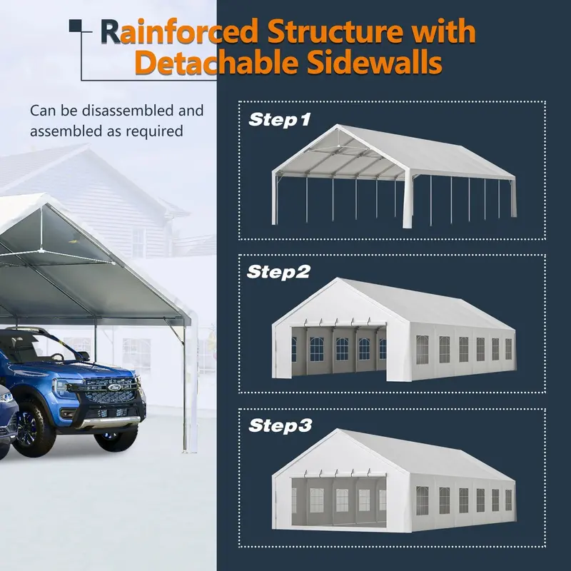 20x40 FT Commercial-Grade Event Tent – Waterproof Canopy with Zippered Entry, Detachable Sidewalls & 3 Carry Bags