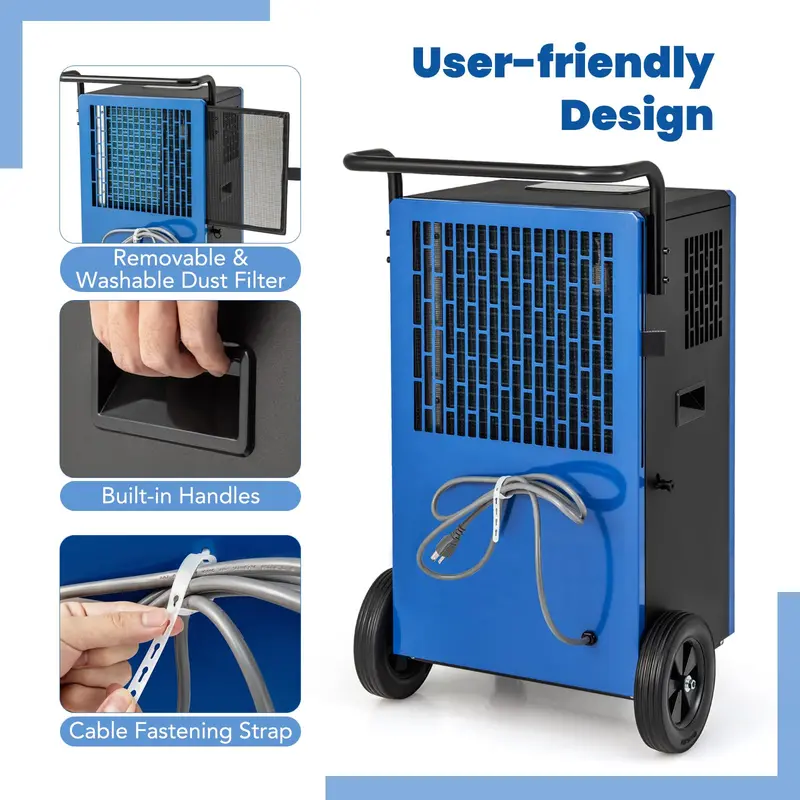 215-Pint Industrial-Strength Dehumidifier – Commercial Unit with 24-Hour Timer & Drain Hose