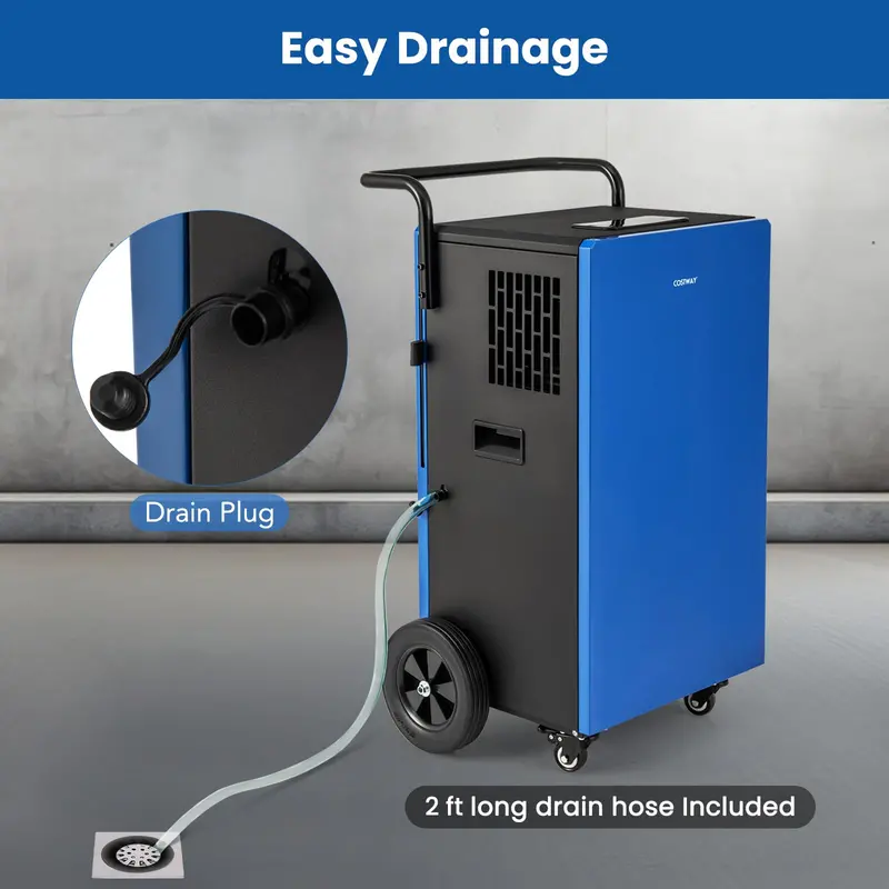 215-Pint Industrial-Strength Dehumidifier – Commercial Unit with 24-Hour Timer & Drain Hose