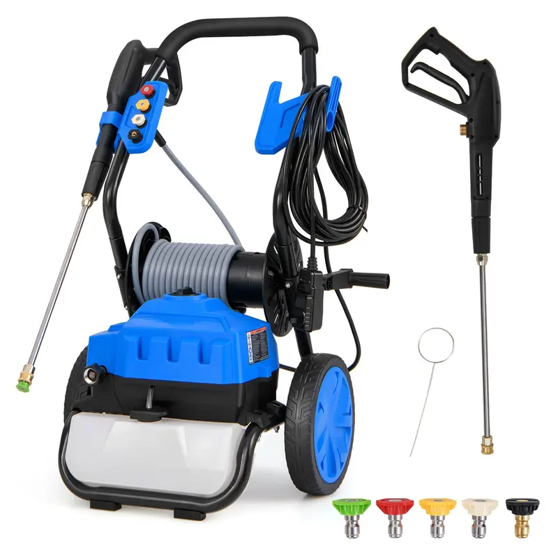 2300 PSI Electric Pressure Washer – 1.8 GPM Heavy-Duty Cleaner with 5 Quick-Swap Nozzles & Mobility Wheels