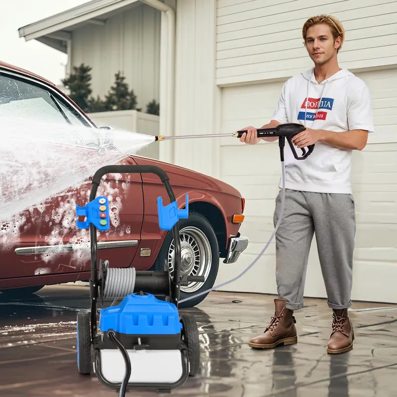 2300 PSI Electric Pressure Washer – 1.8 GPM Heavy-Duty Cleaner with 5 Quick-Swap Nozzles & Mobility Wheels 2