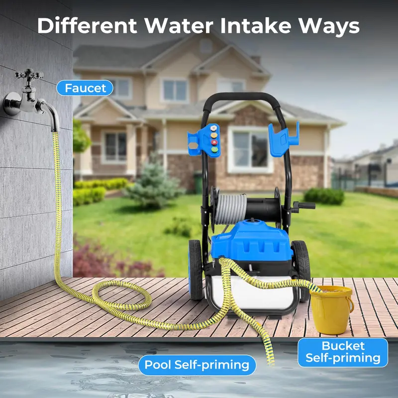 2300 PSI Electric Pressure Washer – 1.8 GPM Heavy-Duty Cleaner with 5 Quick-Swap Nozzles & Mobility Wheels
