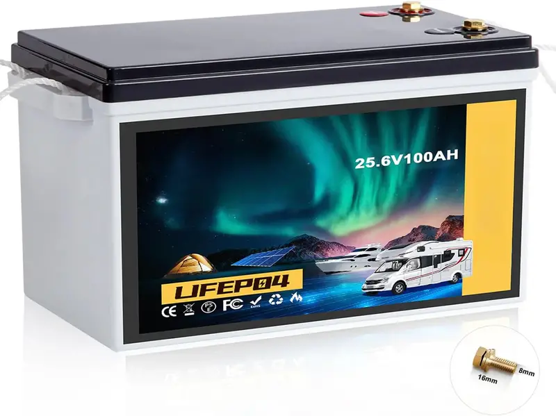24V 100Ah LiFePO4 Battery – Integrated 100A BMS, 20,000+ Cycle Life for Marine, RV, and Off-Grid Solar Systems