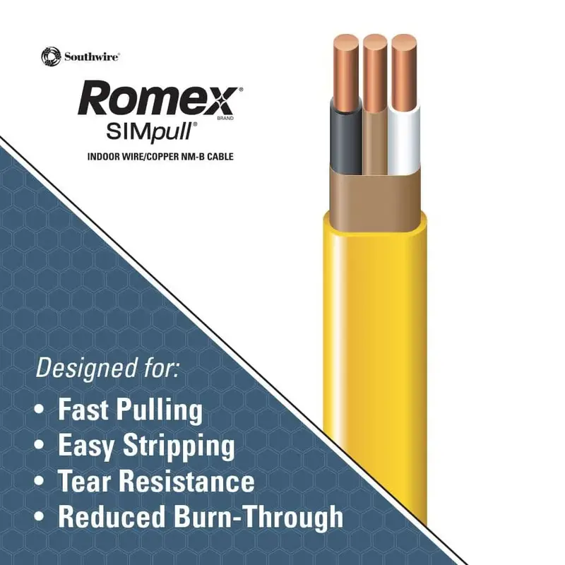 250-Foot 12/2 NM-B Romex Cable – SIMpull Solid Copper Non-Metallic Sheathed Wire with Ground 2