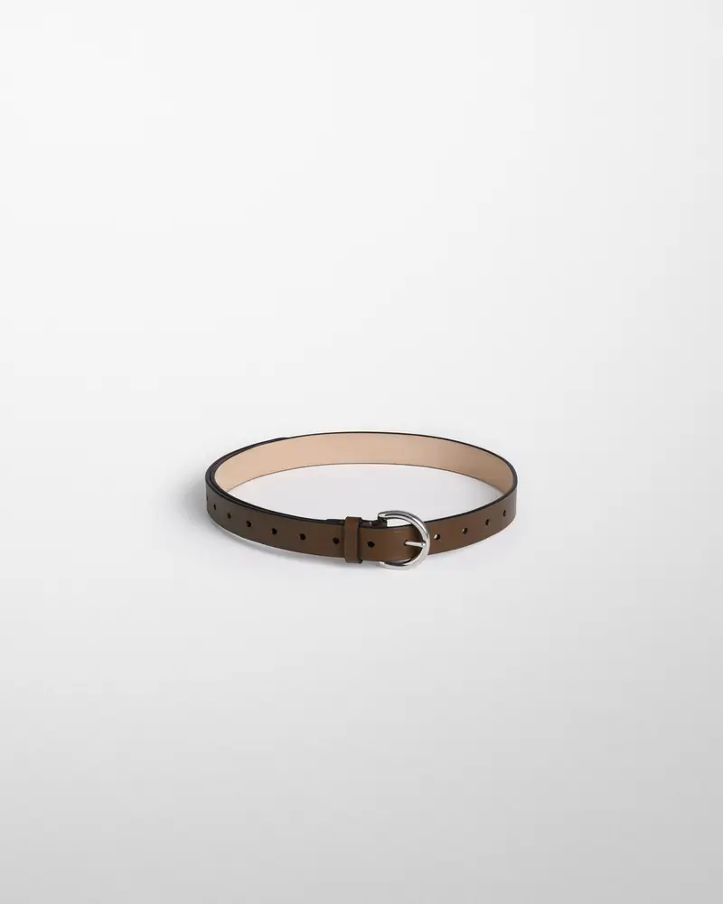 25Mm Laurel Leather Belt With Silver-Tone Round Buckle