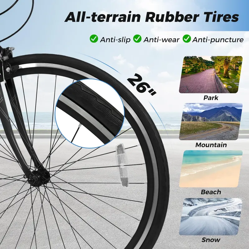 26-Inch 6-Speed Mountain Bike with Dual Mechanical Braking System