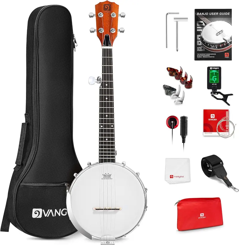 26-Inch Travel Banjo Kit – Beginner-Friendly Mini Banjo with Remo Head, Open/Closed Back Options & Carry Bag