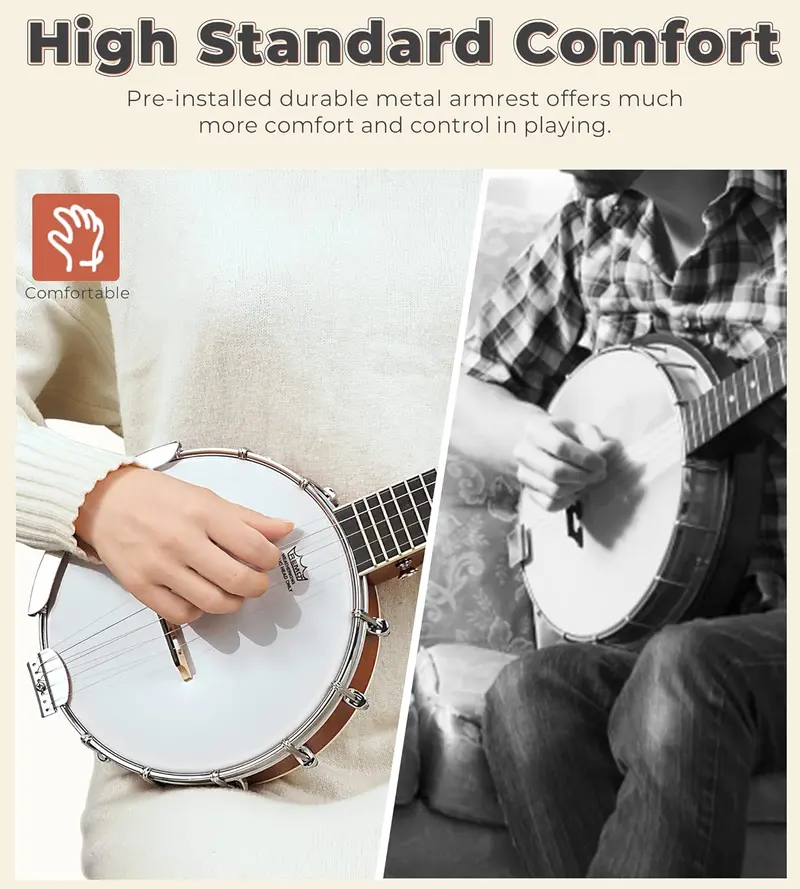 26-Inch Travel Banjo Kit – Beginner-Friendly Mini Banjo with Remo Head, Open/Closed Back Options & Carry Bag