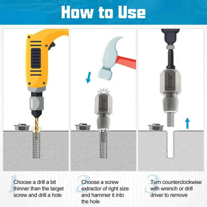 27-Piece Broken Bolt and Screw Extractor Kit – High-Carbon Steel Tools