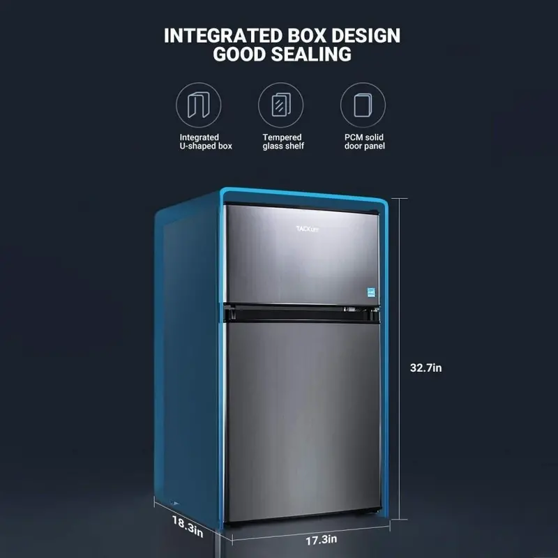 3.1 Cu Ft Energy-Efficient Mini Fridge with Freezer Compartment and Bright LED Interior Lighting