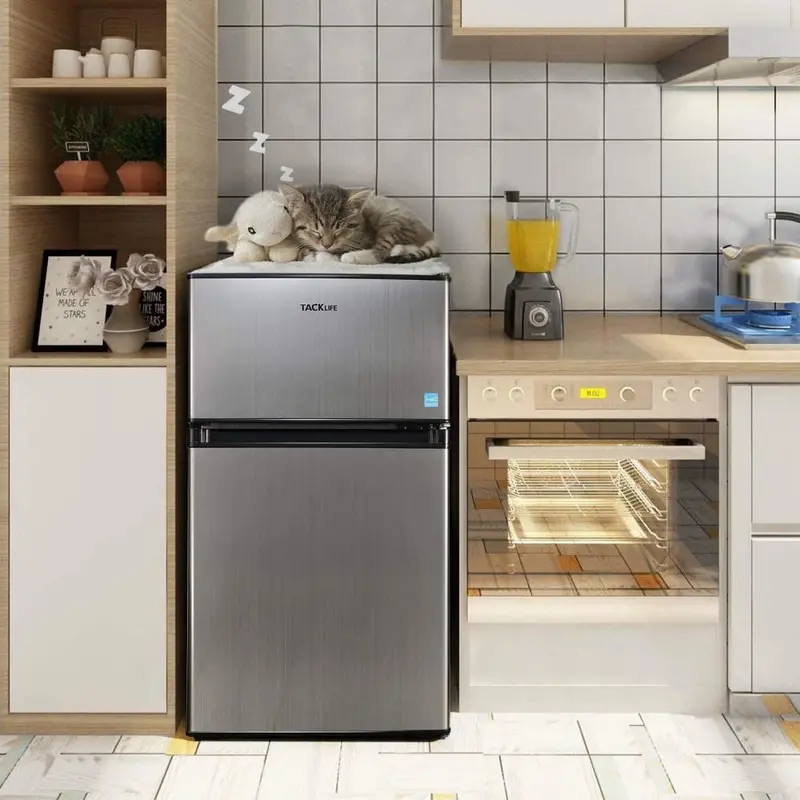 3.1 Cu Ft Energy-Efficient Mini Fridge with Freezer Compartment and Bright LED Interior Lighting