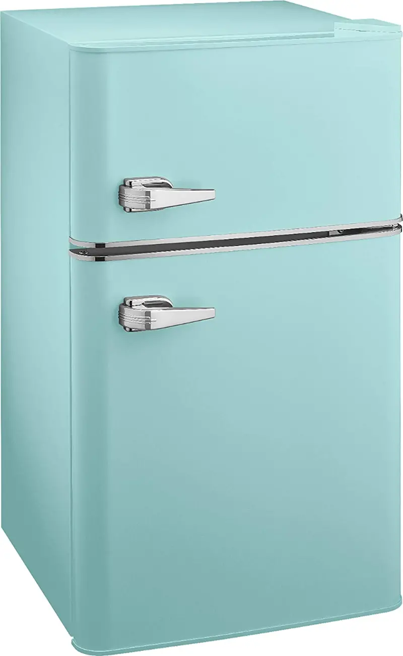 3.1 Cu Ft Retro Mini Refrigerator with Top-Freezer Compartment and Cool Mint Exterior