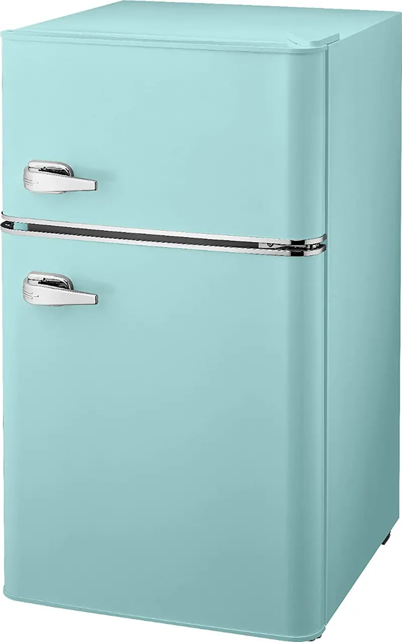 3.1 Cu Ft Retro Mini Refrigerator with Top-Freezer Compartment and Cool Mint Exterior