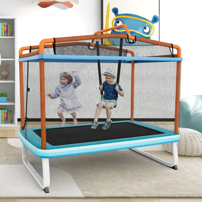 3-in-1 Toddler Trampoline with Bounce Pad, Swing Seat, and Pull-Up Bar 2