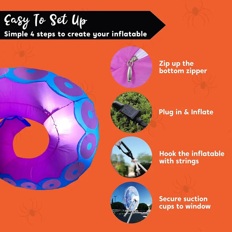 3-Pack Giant Inflatable Halloween Octopus Tentacles – Weather-Resistant Yard Decor with Ground Stakes