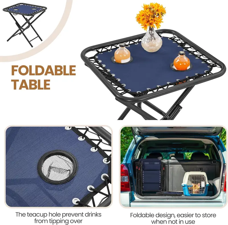 3-Piece Zero Gravity Recliner Ensemble – Portable Chaise Lounges with Integrated Side Tables