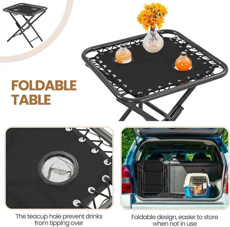 3-Piece Zero Gravity Recliner Ensemble – Portable Chaise Lounges with Integrated Side Tables