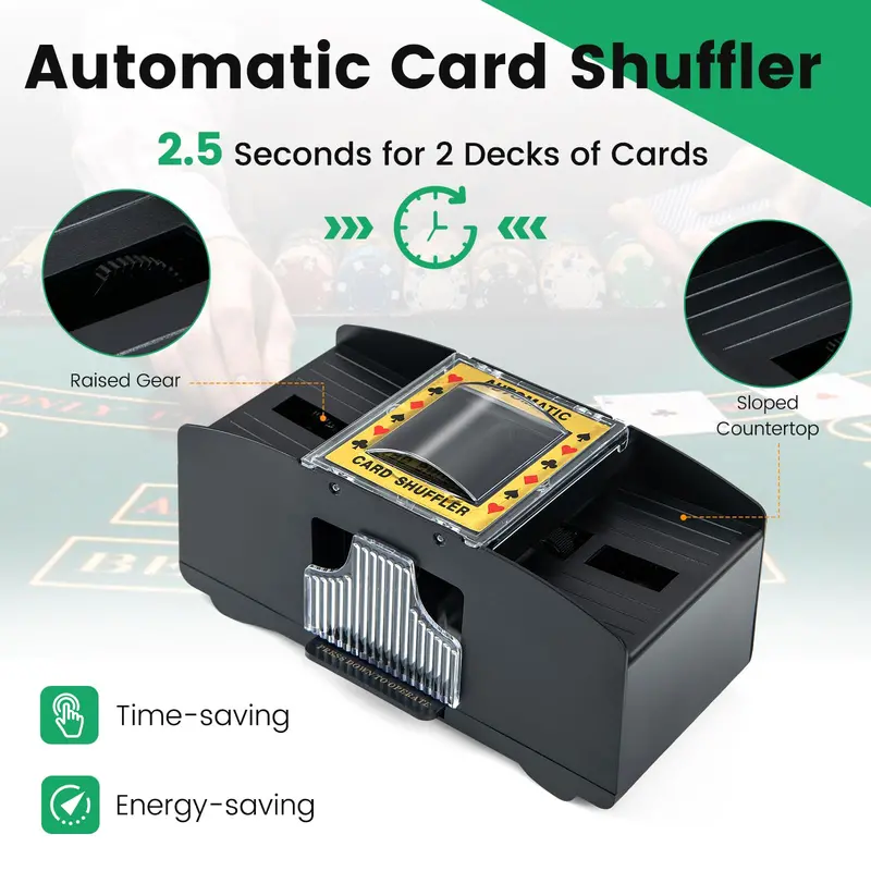 300-Piece 14g Clay Poker Chip Set with Protective Storage Case and Built-In Automatic Card Shuffler